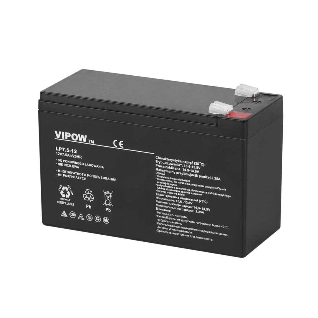 Vipow gel baterija, bez održavanja, dug vijek trajanja, 12V 7.5Ah