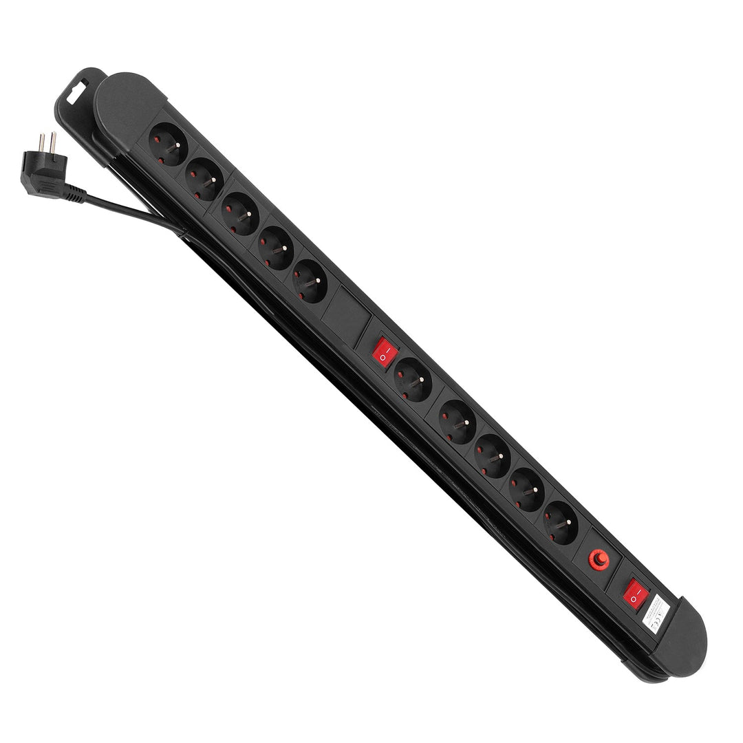 Maclean produžni kabel s 10 utičnica, 2 prekidača, zaštita od prenapona i indikator, 3680 W, MCE10