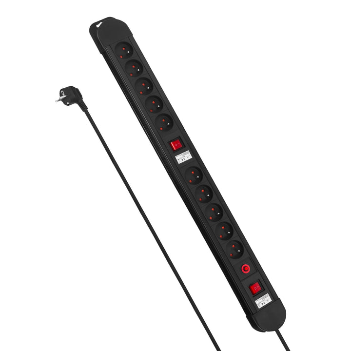Maclean produžni kabel s 10 utičnica, 2 prekidača, zaštita od prenapona i indikator, 3680 W, MCE10