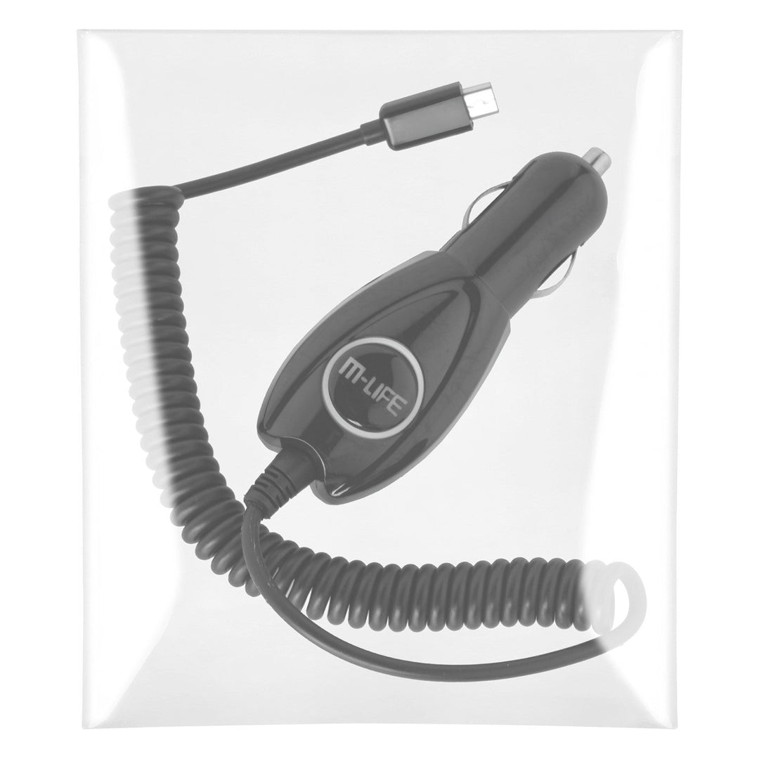 M-Life 800mAh mikroUSB punjač za automobil sa spiralnim kabelom