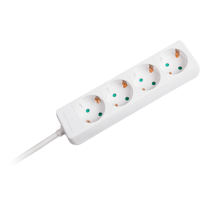 Rebel bijeli produžni kabel s 4 njemačke utičnice, duljine 1,5 m (3x1,0), bez prekidača