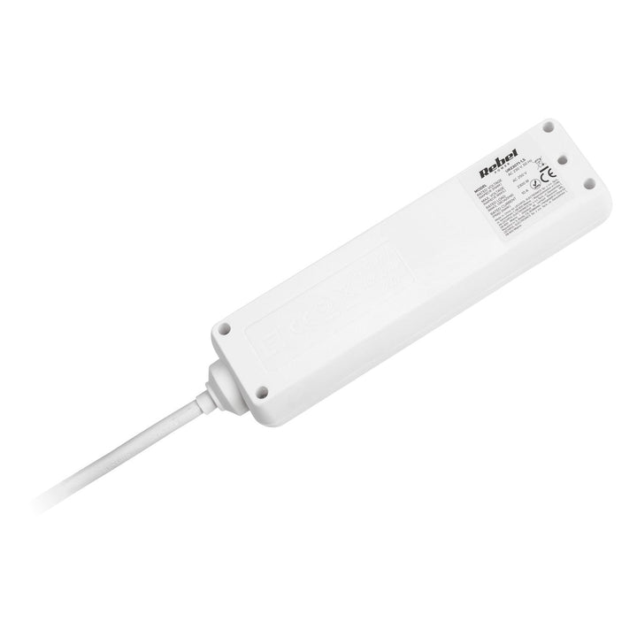 Rebel bijeli produžni kabel s 4 njemačke utičnice, duljine 1,5 m (3x1,0), bez prekidača