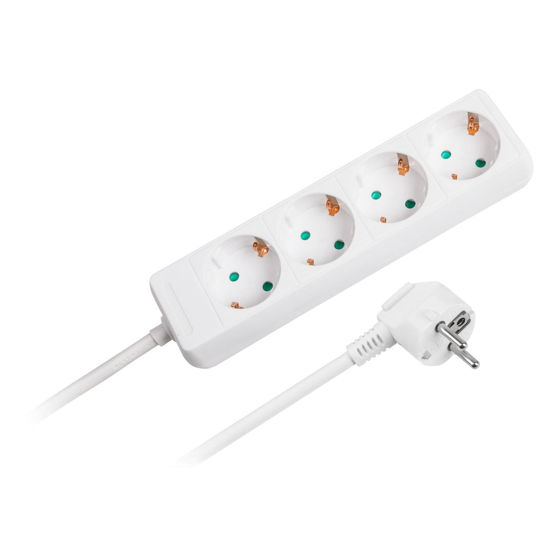 Rebel bijeli produžni kabel s 4 njemačke utičnice, duljine 1,5 m (3x1,0), bez prekidača