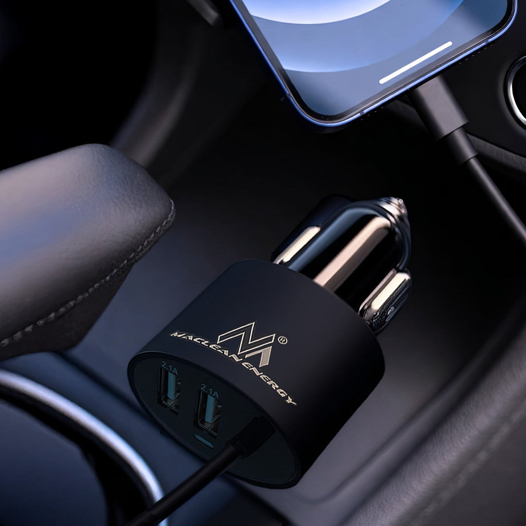 Maclean punjač za automobil, Lightning spiralni, 2xUSB, 5,2 A, 1,8 m, MCE76