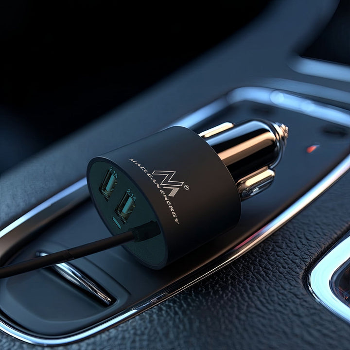 Maclean punjač za automobil, Lightning spiralni, 2xUSB, 5,2 A, 1,8 m, MCE76