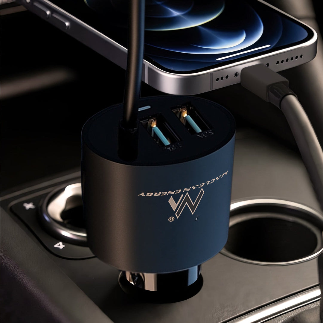 Maclean punjač za automobil, Lightning spiralni, 2xUSB, 5,2 A, 1,8 m, MCE76