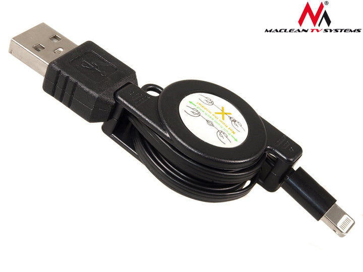 Maclean MCTV-731 crni spiralni USB-Lightning 8P kabel