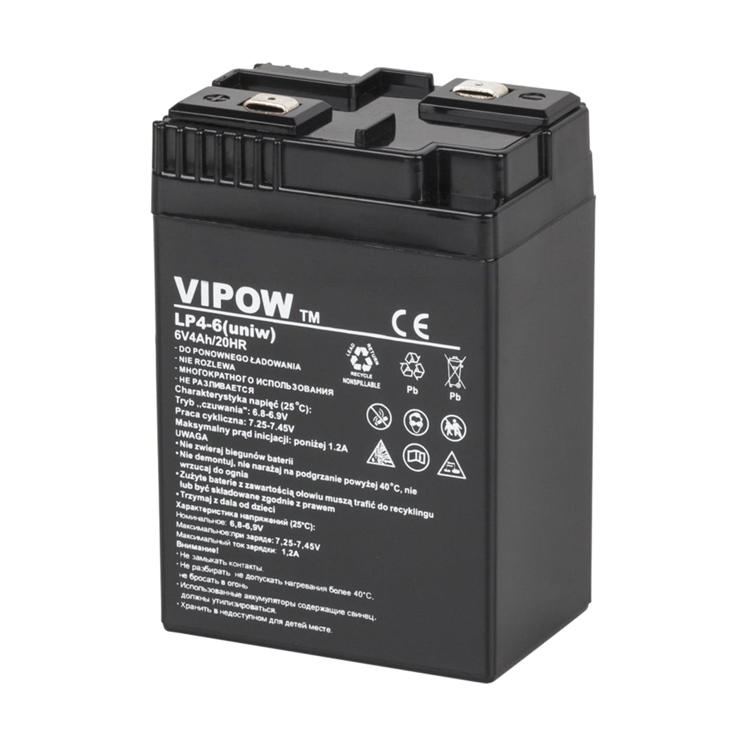 Vipow gel baterija, bez održavanja, dug vijek trajanja, 6V 4Ah, BAT0204