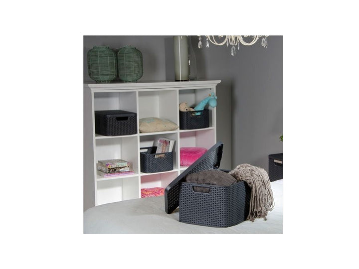 Curver košara, univerzalna, s poklopcem, siva, stil ratan L