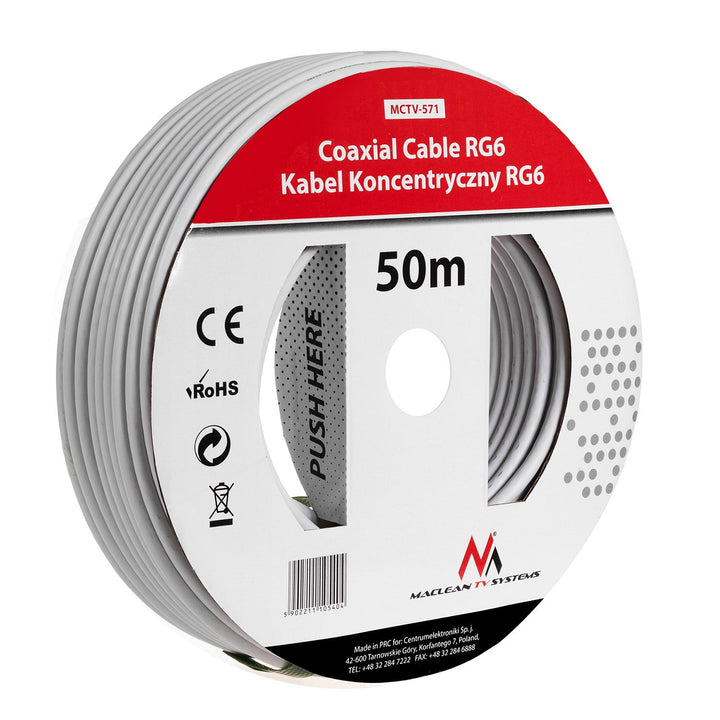 Maclean antena/satelitski koaksijalni kabel, 1.0CCS RG6, 50 m, MCTV-571