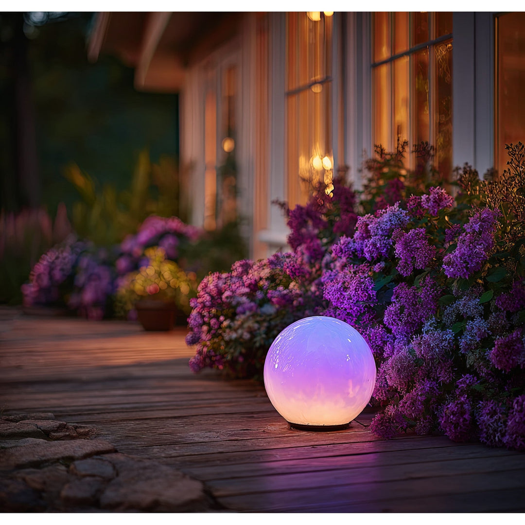 GreenBlue samostojeća solarna vrtna lampa, kugla, 15x15x48 cm, šarene RGB LED diode, GB122