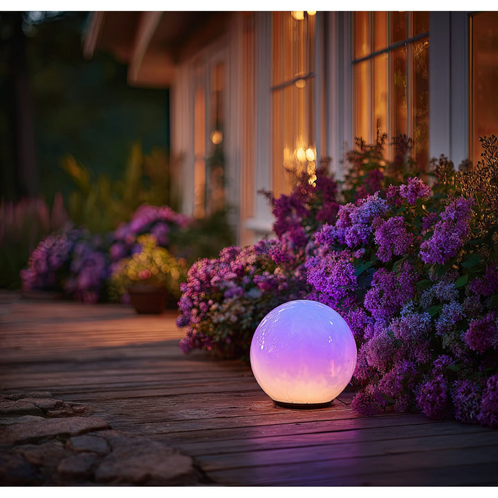 GreenBlue samostojeća solarna vrtna lampa, kugla, 15x15x48 cm, šarene RGB LED diode, GB122