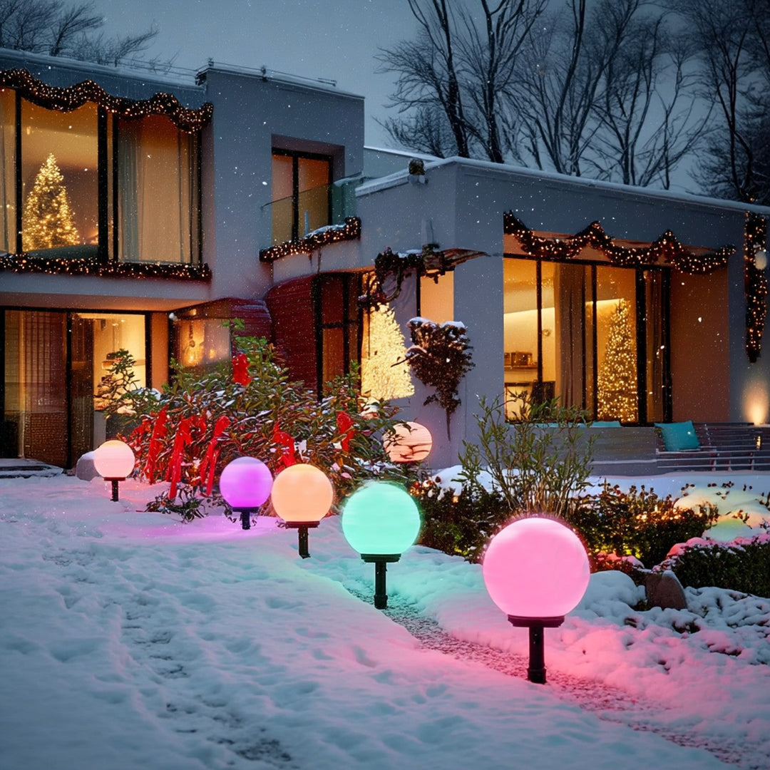 GreenBlue samostojeća solarna vrtna lampa, kugla, 15x15x48 cm, šarene RGB LED diode, GB122