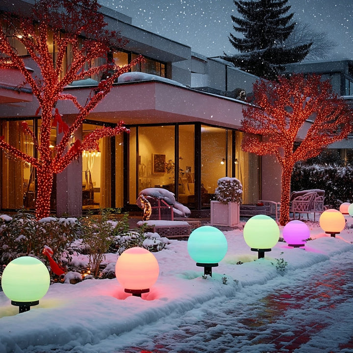 GreenBlue samostojeća solarna vrtna lampa, kugla, 15x15x48 cm, šarene RGB LED diode, GB122
