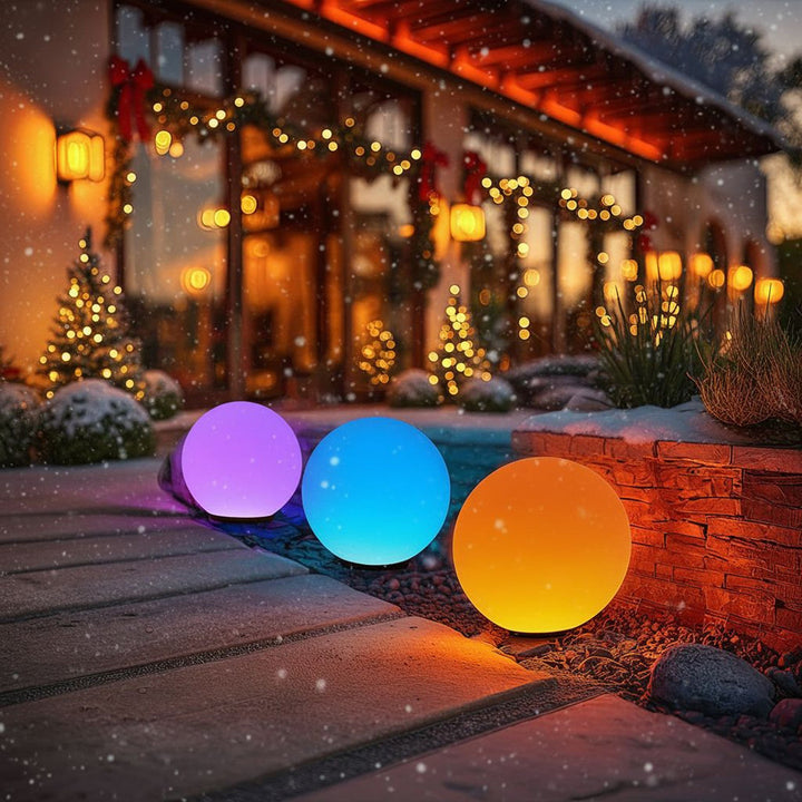 GreenBlue solarna lampa, samostalna, vrtna, sfera 25x25x58 cm, RGB LED, GB165