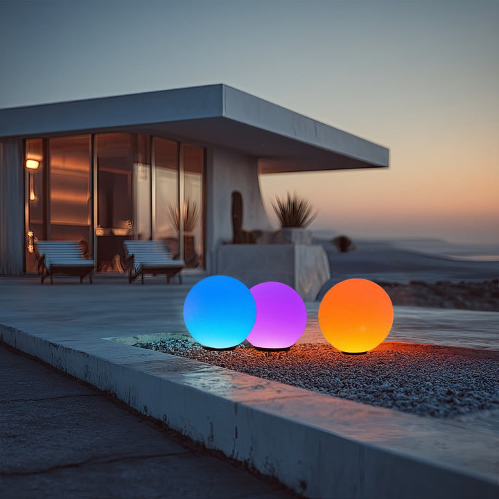 GreenBlue solarna lampa, samostalna, vrtna, sfera 25x25x58 cm, RGB LED, GB165