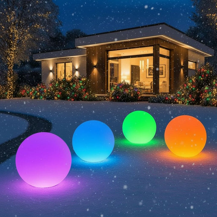 GreenBlue solarna lampa, samostalna, vrtna, sfera 25x25x58 cm, RGB LED, GB165