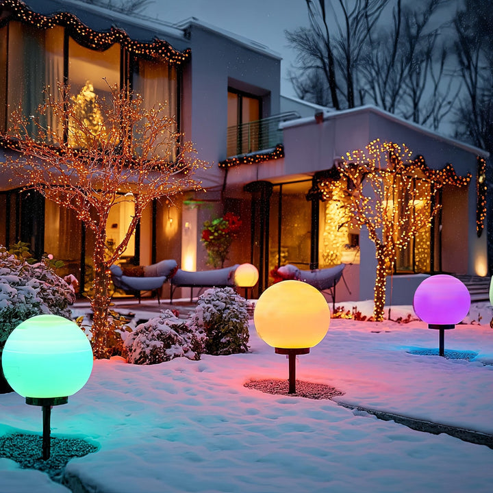 GreenBlue solarna lampa, samostalna, vrtna, sfera 25x25x58 cm, RGB LED, GB165
