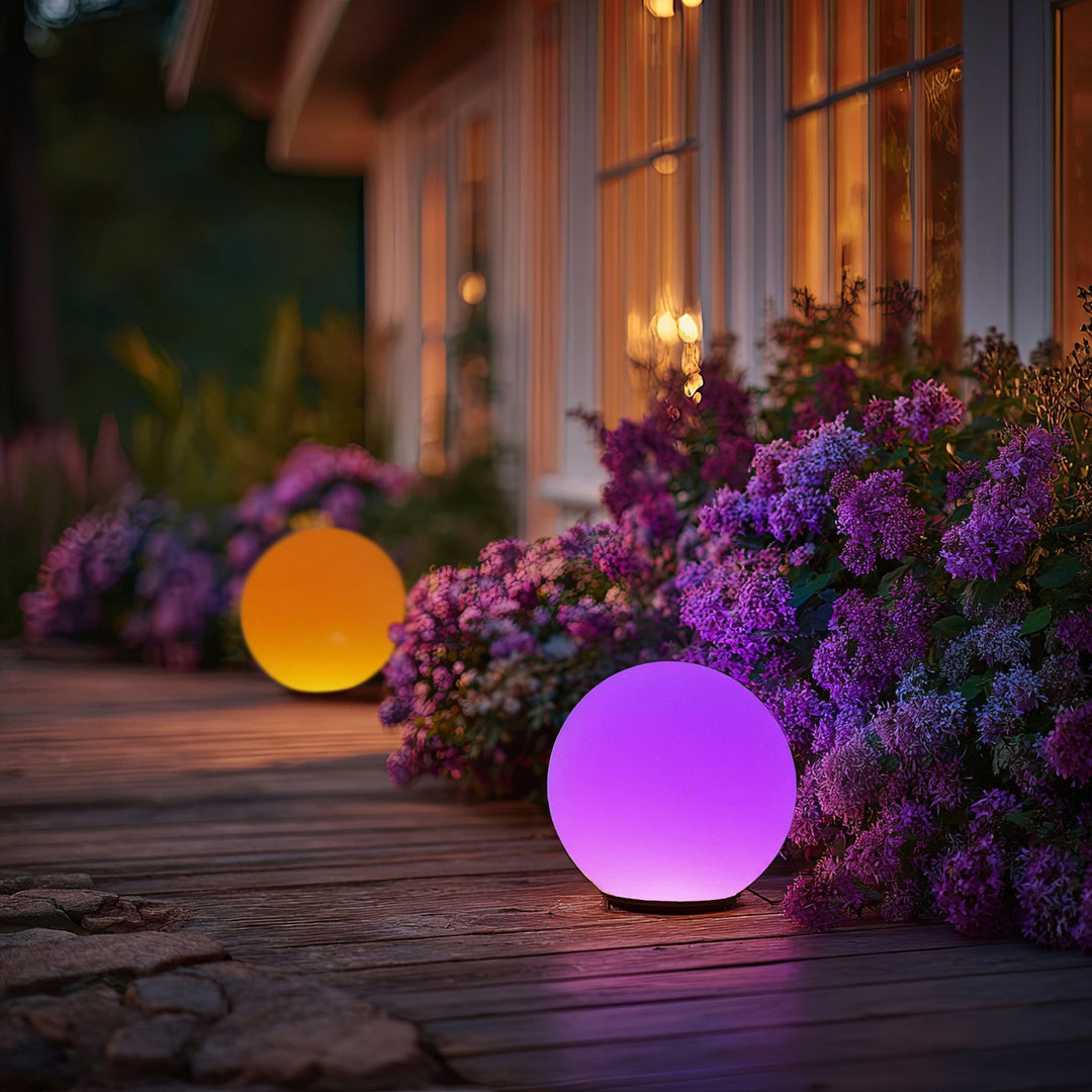 GB167 samostalna solarna vrtna svjetiljka – sfera 30x30x63 cm, šarene LED diode
