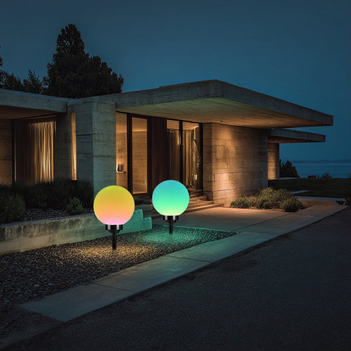 GB167 samostalna solarna vrtna svjetiljka – sfera 30x30x63 cm, šarene LED diode