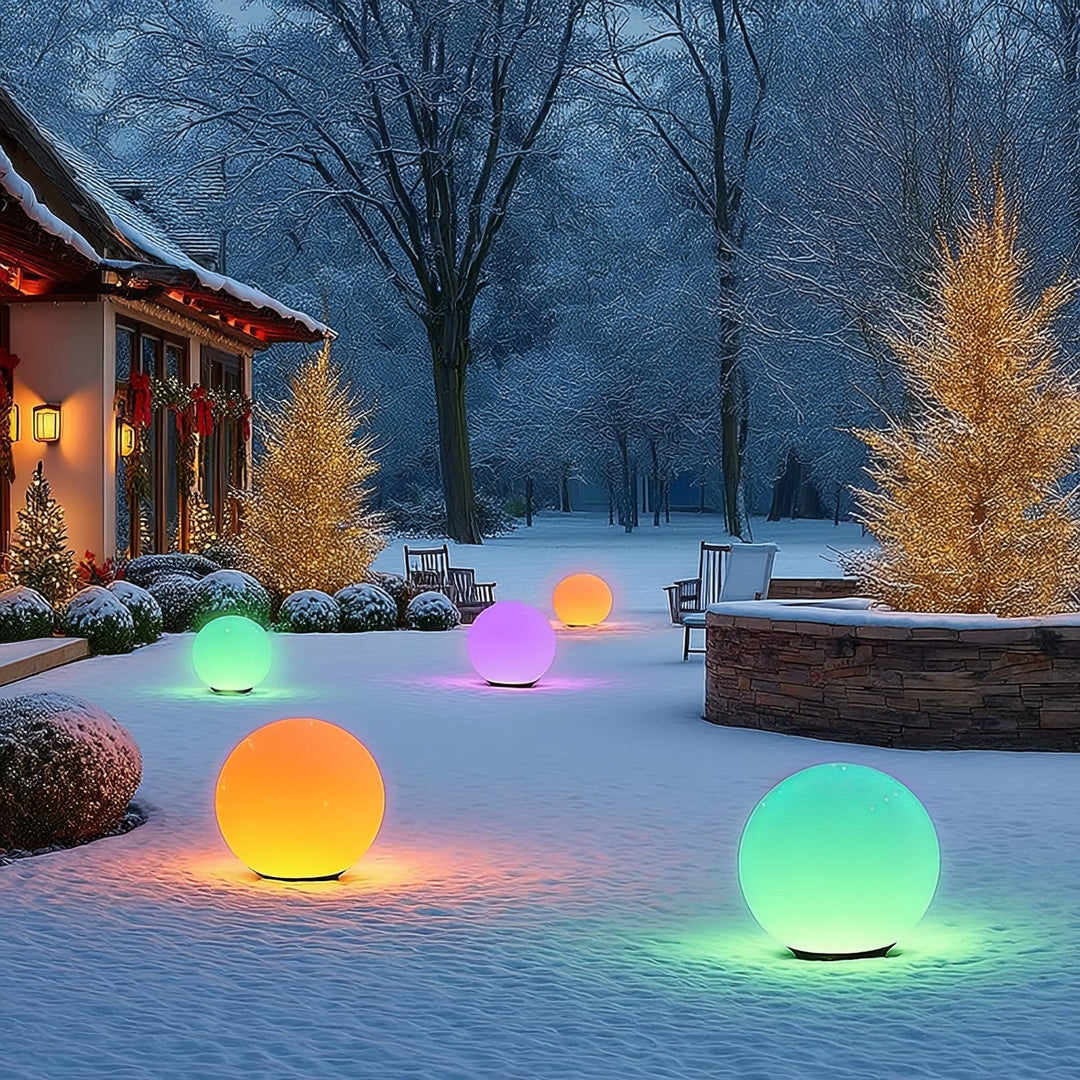 GB167 samostalna solarna vrtna svjetiljka – sfera 30x30x63 cm, šarene LED diode