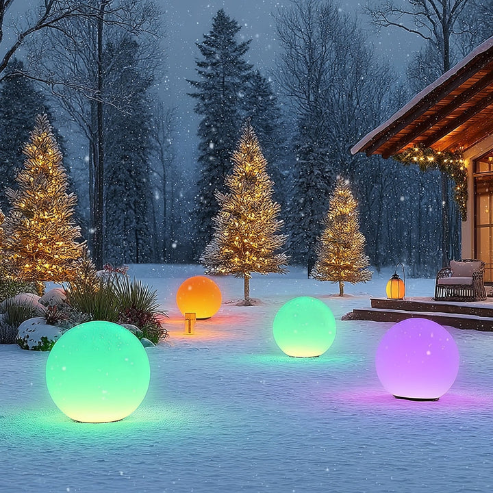 GB167 samostalna solarna vrtna svjetiljka – sfera 30x30x63 cm, šarene LED diode