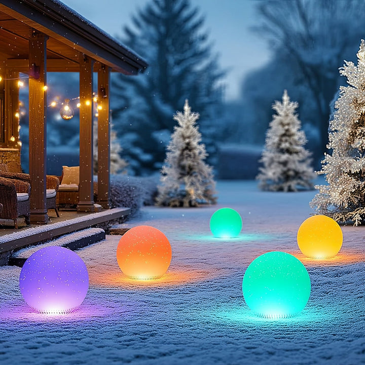 GB167 samostalna solarna vrtna svjetiljka – sfera 30x30x63 cm, šarene LED diode