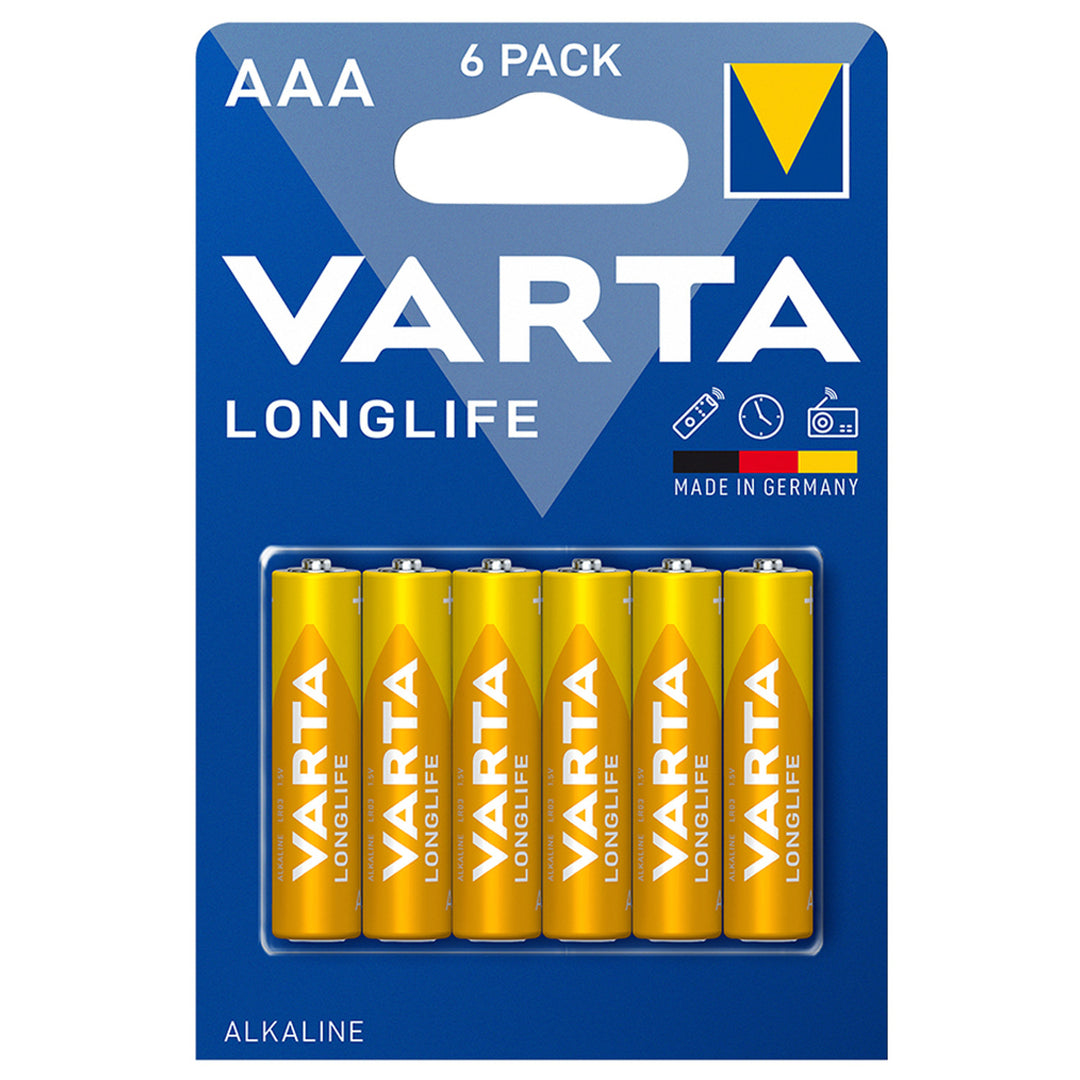 6x Varta Longlife R-03 LR03 AAA alkalne baterije 1,5 V
