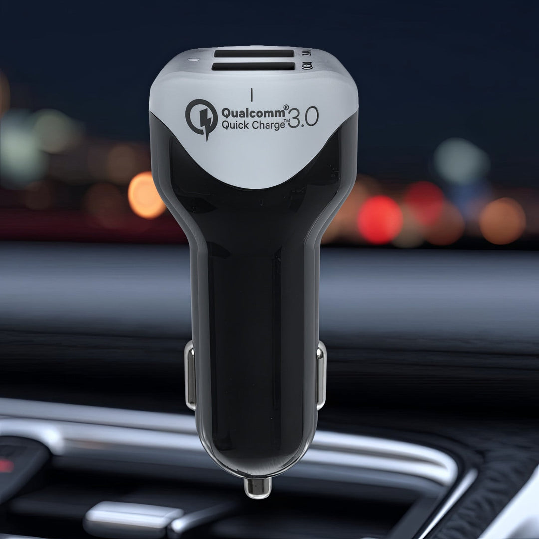 Punjač za automobil, max. 4,8 A, 2x USB, Maclean Energy MCE157, Qualcomm Quick Charge QC 3.0, plus kabel od 1,5 m, srebrena