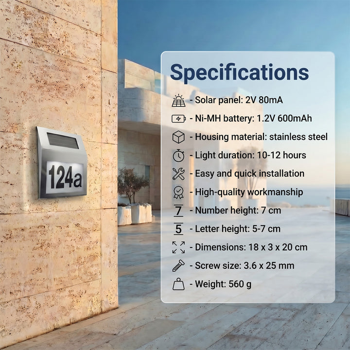 Solarna lampa s LED brojem kuće Maclean Energy MCE172