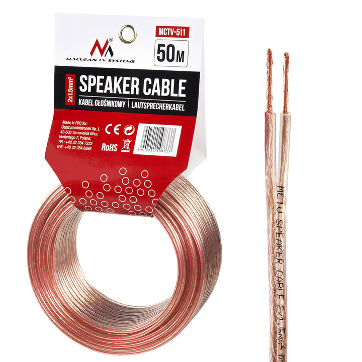 Kabel za zvučnike 2*1,5 mm² / 48*0,20 CCA 3,5*7,0 mm Maclean MCTV-511