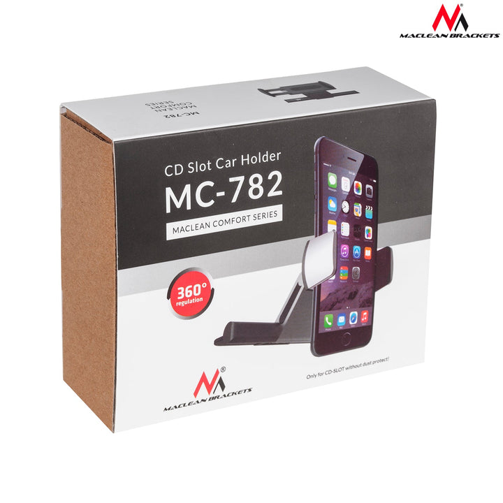 Držač za mobitel za montažu u Maclean CD utor, Comfort serija, aluminij + ABS, MC-782
