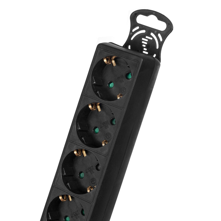 Maclean produžni kabel s 5 utičnica, s prekidačem, crni, njemački tip, 3500 W, 1,4 m, MCE226G
