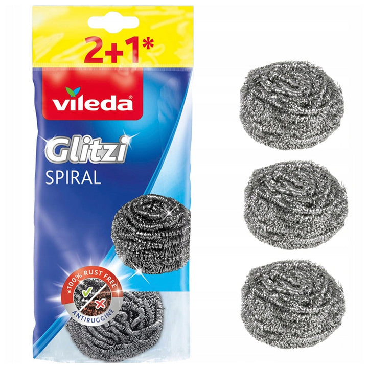 Vileda Glitzi spiralna četka za ribanje od nehrđajućeg čelika, 3 komada