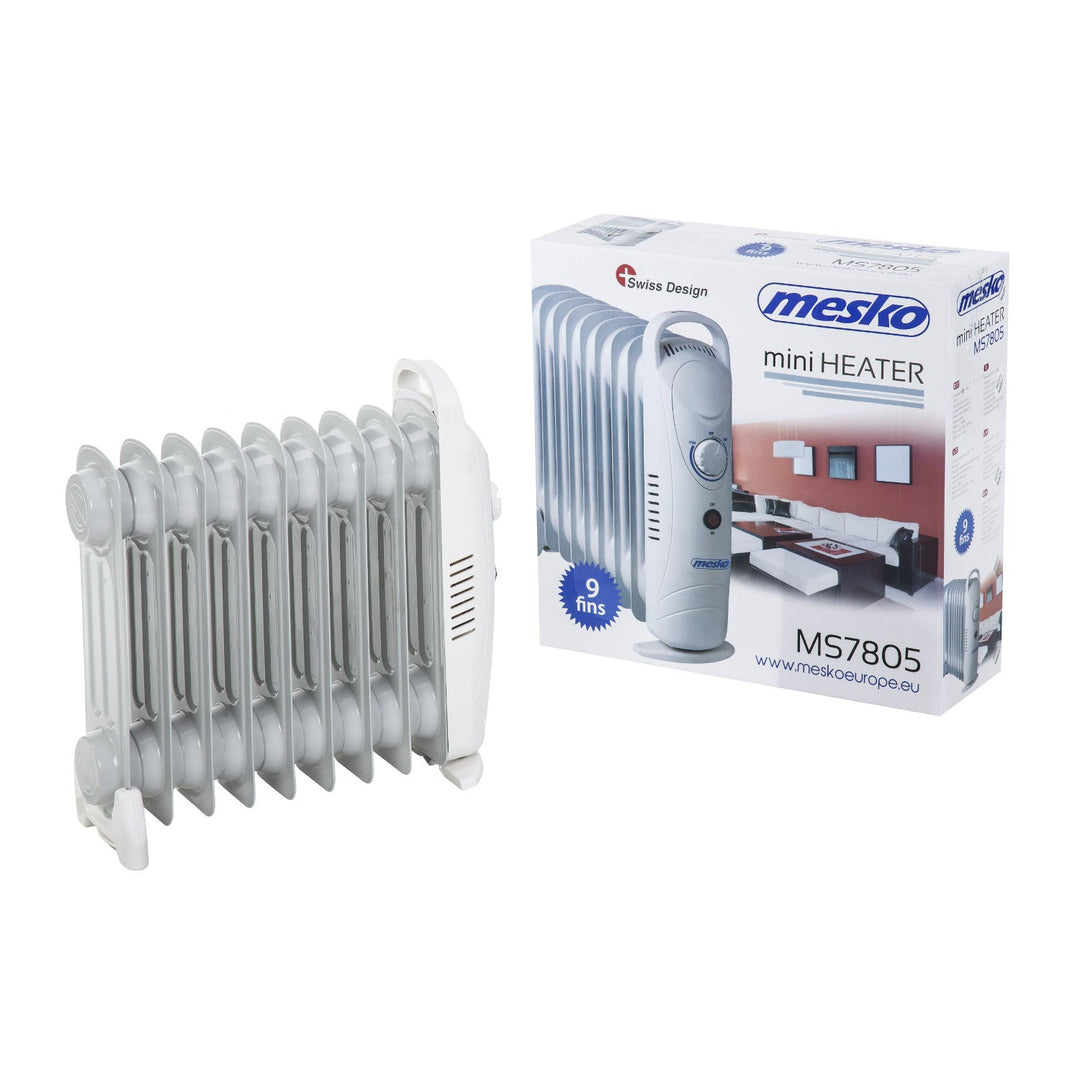 Mesko uljem punjeni radijator, 9 rebra, 1000 W, kontrola temperature, sivi, MS 7805