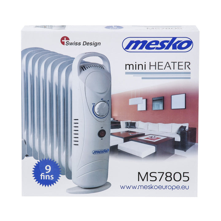 Mesko uljem punjeni radijator, 9 rebra, 1000 W, kontrola temperature, sivi, MS 7805