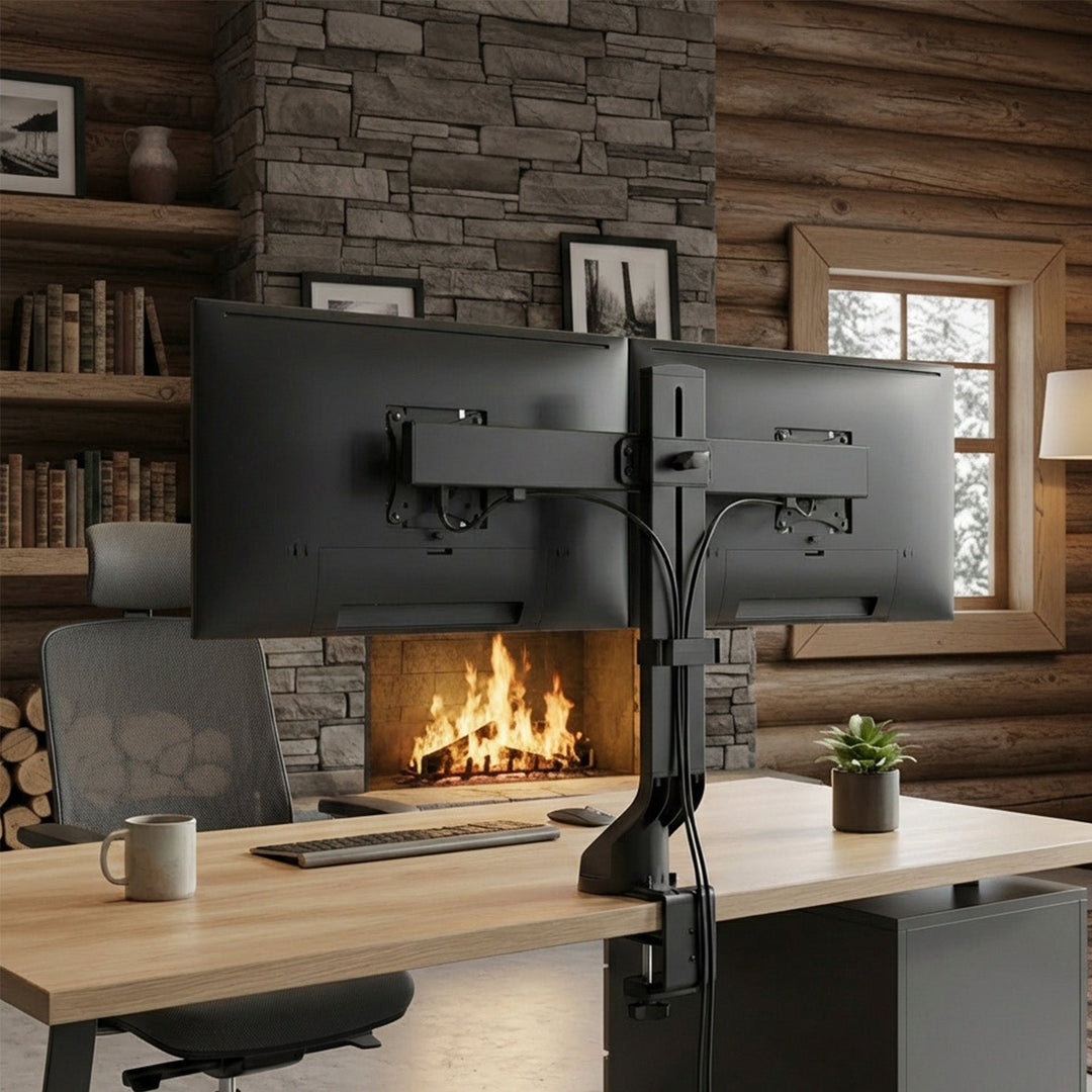 Držač za dva monitora / za dva monitora 17"–27" do 14 kg, Maclean MC-854, VESA 75×75 i 100×100, kompatibilan s MC-848 i MC-849