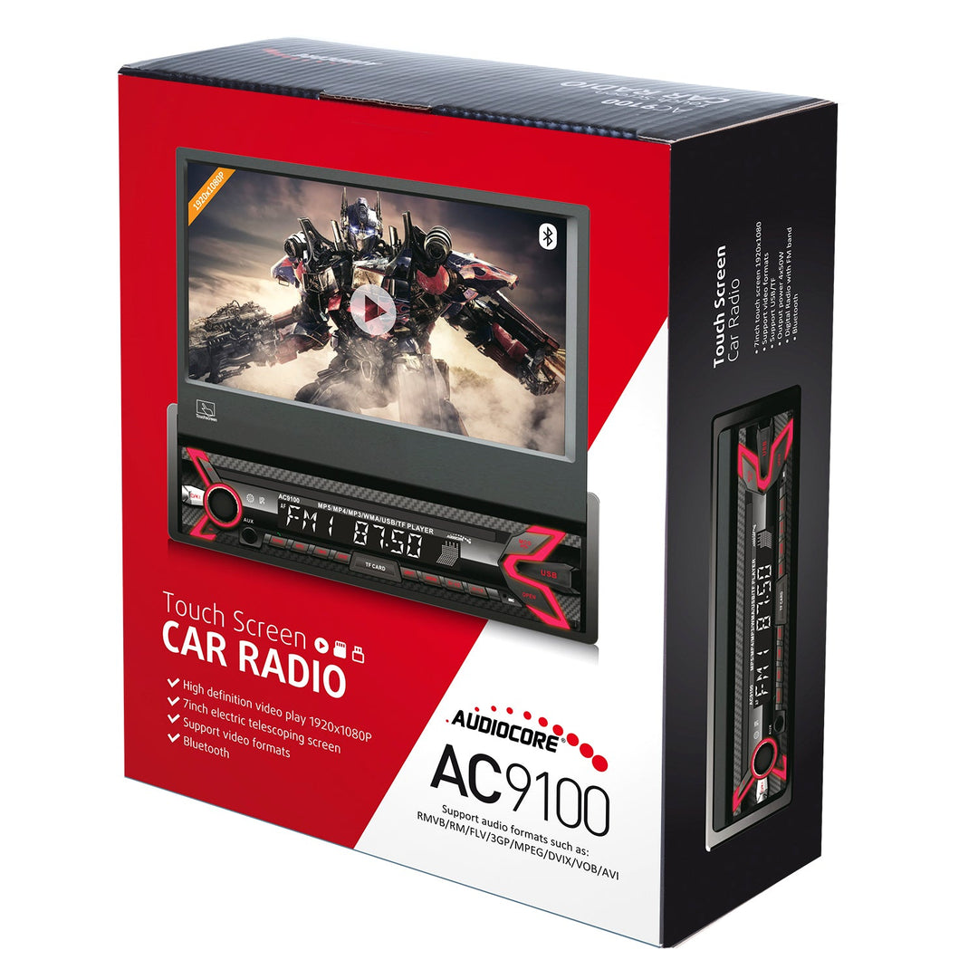 Audiocore AC9100 LCD 7" sklopivi zaslon osjetljiv na dodir 1080P MP5 AVI DivX Bluetooth hands-free RDS + daljinski upravljač