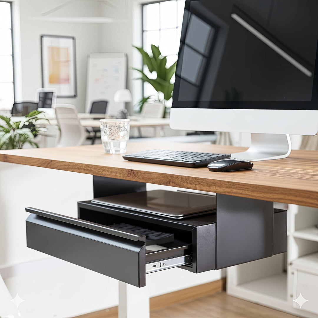 Ergonomski crni organizator ladica ispod stola Maclean MC-875, nosivost do 5 kg