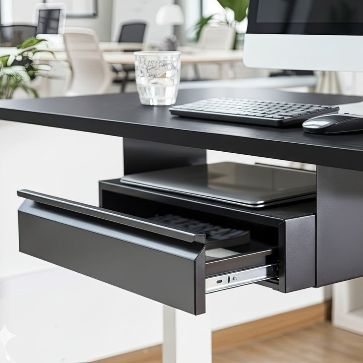 Ergonomski crni organizator ladica ispod stola Maclean MC-875, nosivost do 5 kg