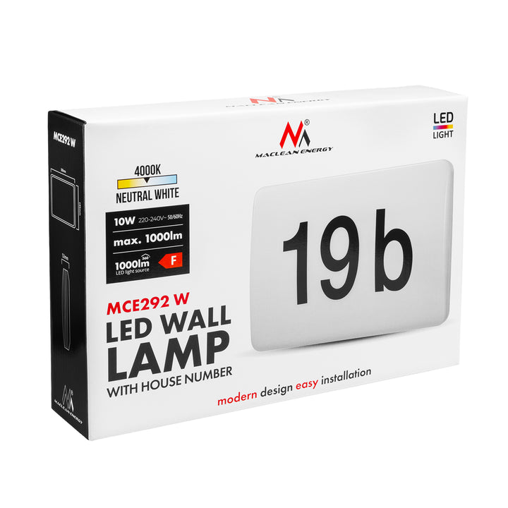 Maclean LED lampa, kućni broj, sa senzorom sumraka, bijela, max. 10 W, IP65, neutralna temperatura boje (4000 K), max. 1000 lm, MCE292 W
