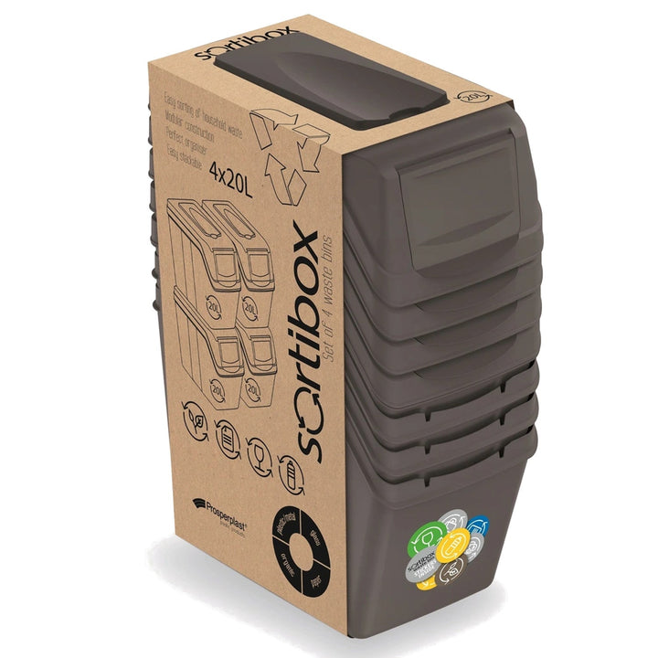 Sortibox 4x20L set siva kanta za razdvajanje otpada ISWB20S4