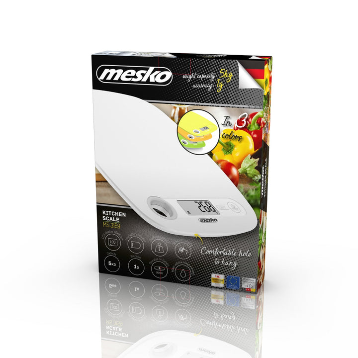 Mesko MS 3159w bijele LCD elektroničke kuhinjske vage