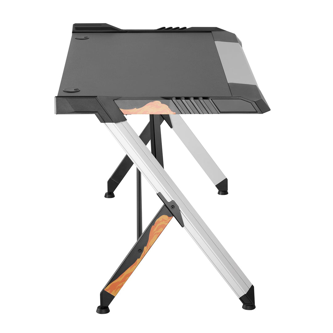 Veliki crni gaming stol s RGB LED NanoRS RS150, max. 50 kg, visina 780 mm