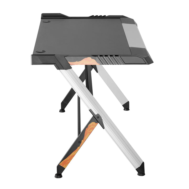 Veliki crni gaming stol s RGB LED NanoRS RS150, max. 50 kg, visina 780 mm