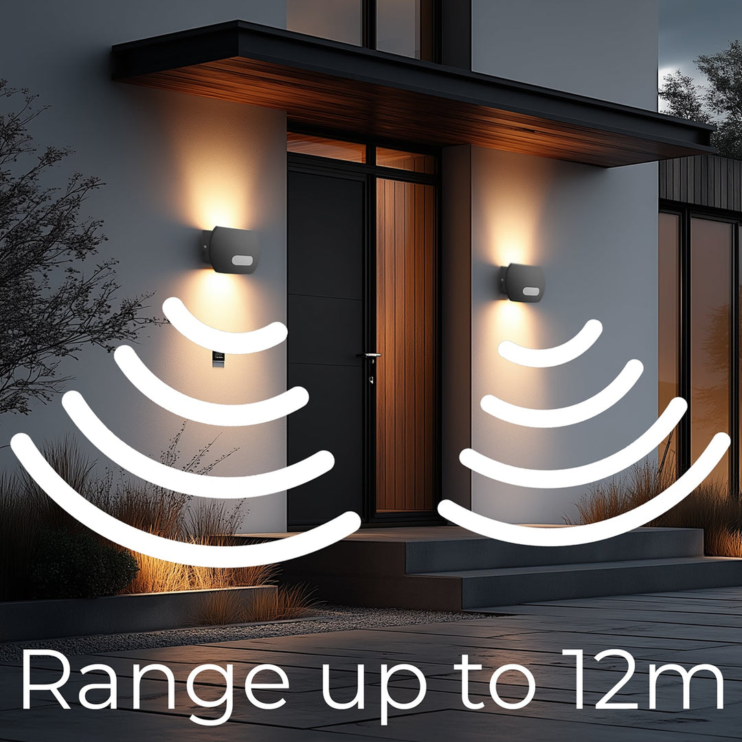 Maclean Energy MCE366 zidna LED lampa s PIR senzorom - PC+ALU, 20W (1600 lm), neutralno bijela 4000 K, IP65, siva