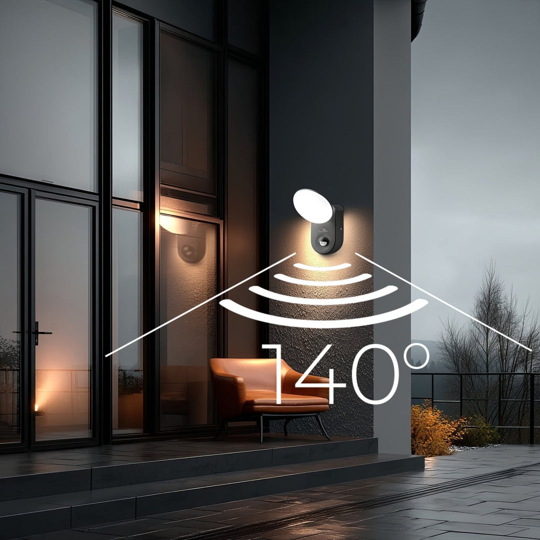 Maclean Energy MCE367 zidna LED lampa s PIR senzorom - PC+ALU, 15W (1100 lm), neutralno bijela 4000 K, IP65, siva