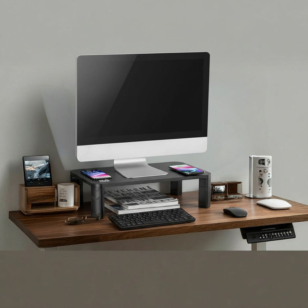 Ergo Office stalak za monitor, podesiv, s Qi bežičnim punjačem, max. 20 kg, 17–32", ER-415