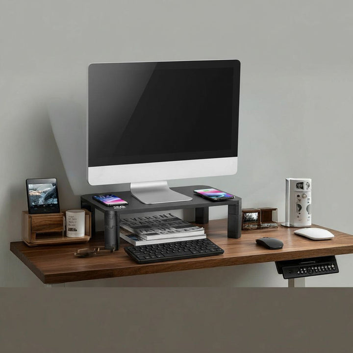 Ergo Office stalak za monitor, podesiv, s Qi bežičnim punjačem, max. 20 kg, 17–32", ER-415