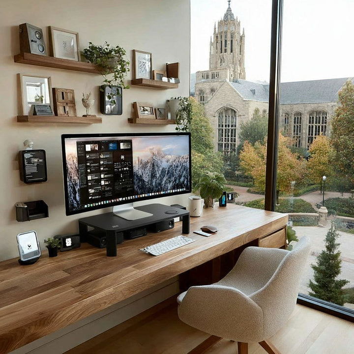 Ergo Office stalak za monitor, podesiv, s Qi bežičnim punjačem, max. 20 kg, 17–32", ER-415